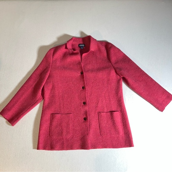 Lands End 100% Wool Soft Unlined Coat in Pinky Strawberry Red, Size 16 - Picture 1 of 9